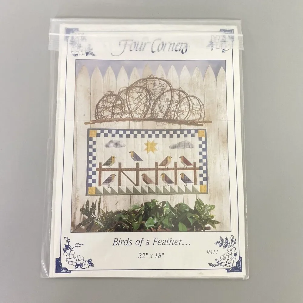Vintage Birds of a Feather Quilt Pattern Four Corners 1994 Bird Wall Hanging